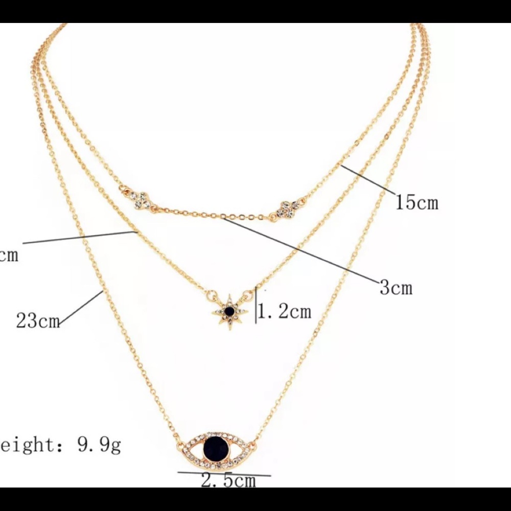Fashion Multilayer Star Evil Eye Pendant Necklace - Picture 3 of 7